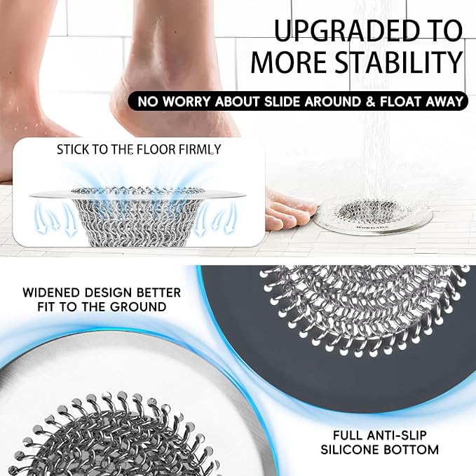 Shower Drain Hair Catcher, Patented Bathtub Drain Cover, Anti-Clog | Reversible - Image 4
