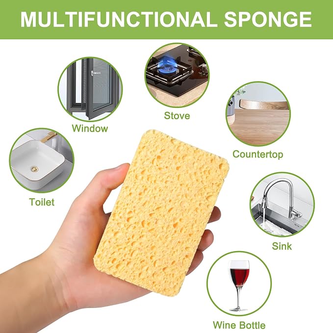 Yolaist 12 Pack Non-Scratch Scrub Sponge, Natural Kitchen Sponges - Image 5