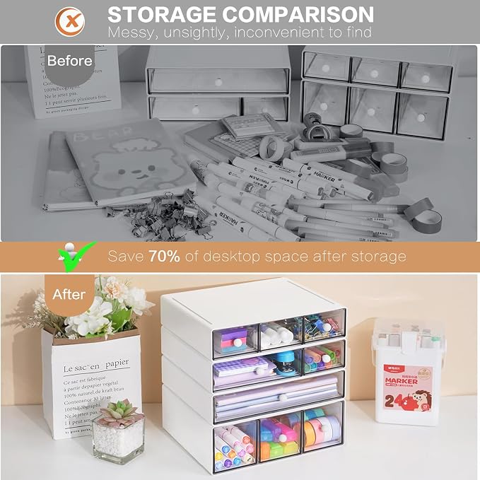 Desk Storage Organizer with 9 Drawers, 4 Tiers Stackable Desktop Craft Storage - Image 7