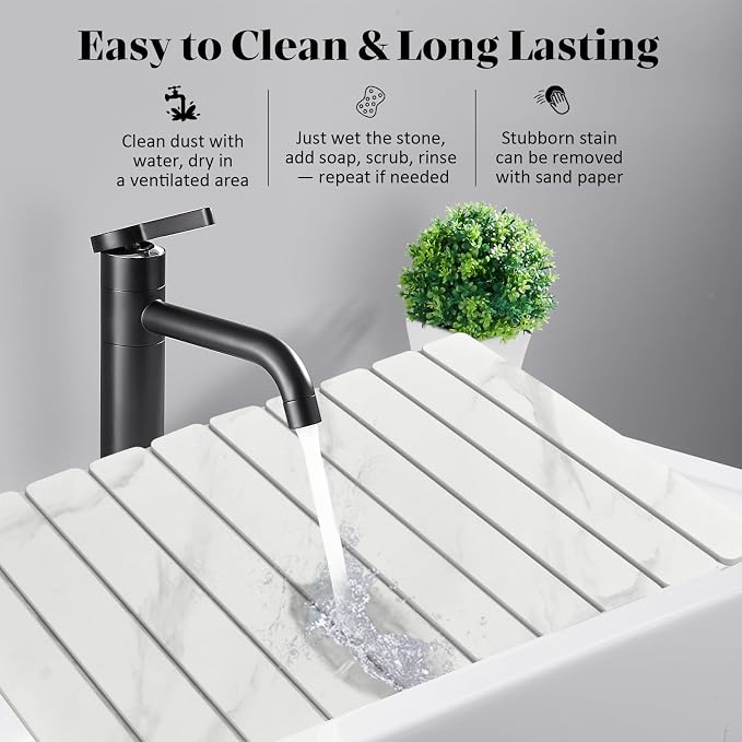 Large Stone Dish Drying Mat for Kitchen Counter, Fast Drying Collapsible Dish - Image 3