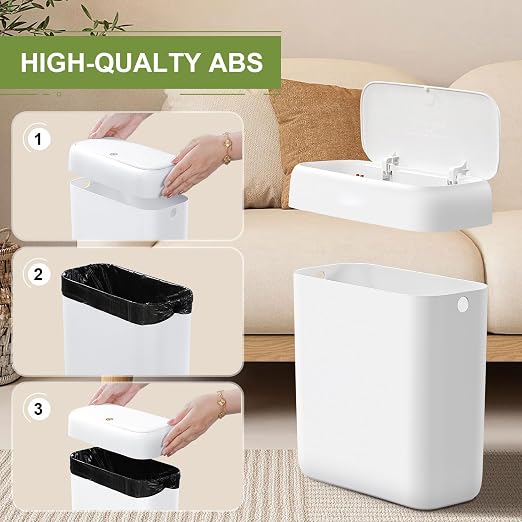 funest Trash Can with Lid, 3 Gallons/10.3 Qt Garbage Can with Press Top - Image 6