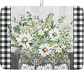 Daisy Floral Dish Drying Mat for Kitchen Counter Watercolor Flowers Absorbent by Kawani