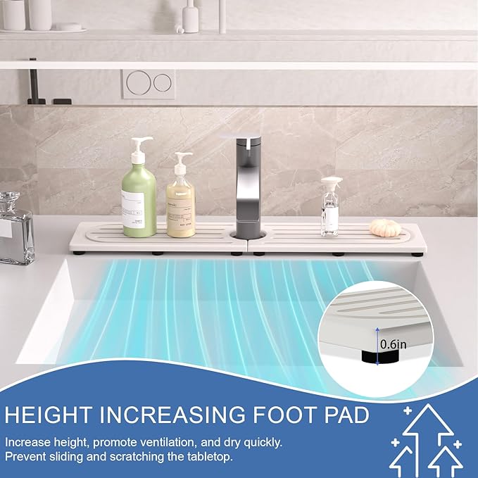 Kitchen Faucet Mat, Diatomite Sink Faucet Mat Splash Guard - Image 4