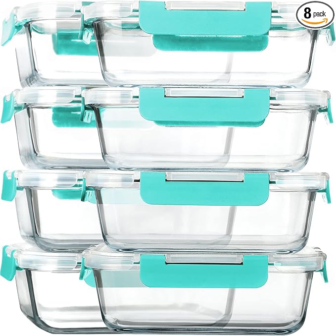 M MCIRCO 8 Pack, 30 oz Glass Food Storage Containers by MMCIRCO