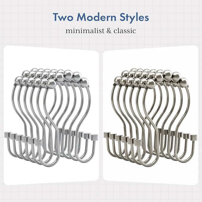 Bathway Shower Curtain Hooks Chrome Shower Curtain Rings - Image 4