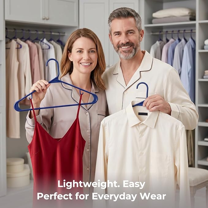 HOUSE DAY Blue Plastic Hangers 60 Pack, Slim Space-Saving Clothes Hangers | - Image 7
