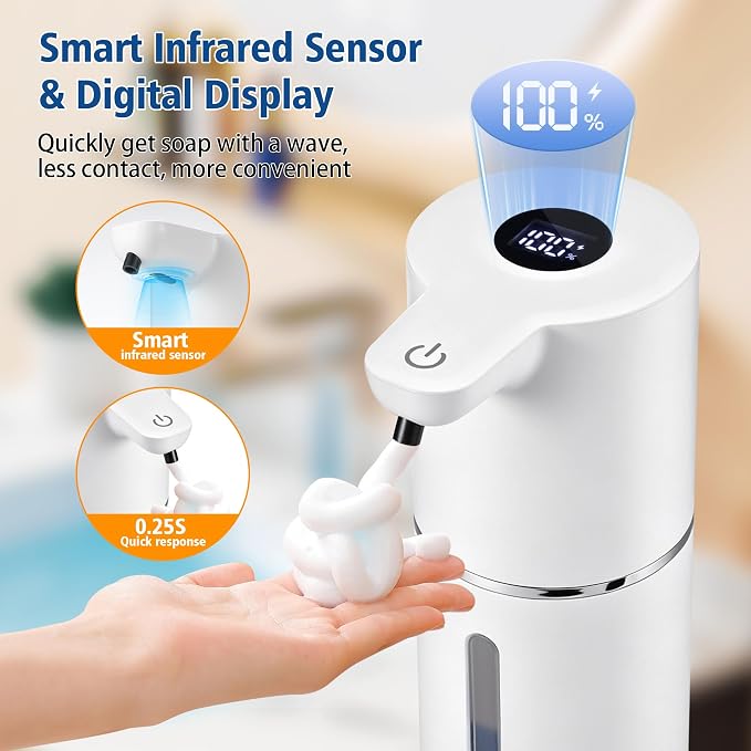 Automatic Foaming Soap Dispenser, 4 Adjustable Foam Levels, 11.8 oz Countertop - Image 7