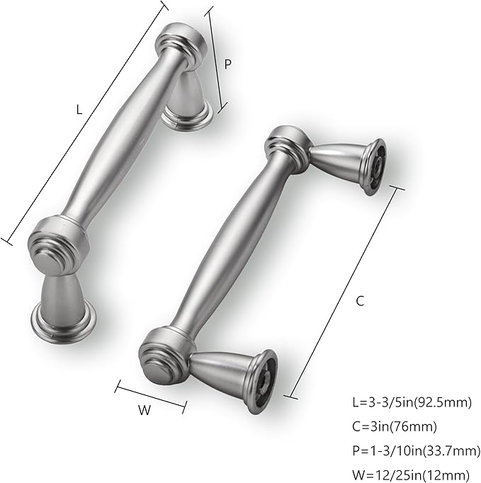 khtumeware 10 Pack 3 Inch(76mm) Brushed Satin Nickel Cabinet Pulls Kitchen Cabinet Handles Cabinet Hardware for Cupboard Drawer Handles Dresser Pulls