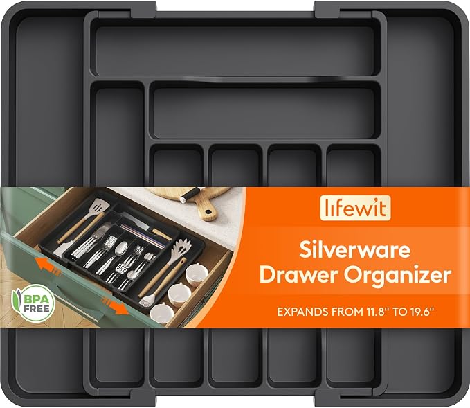 Lifewit Expandable Silverware Drawer Organizer, Kitchen Utensil Tray | BPA-free by Lifewit