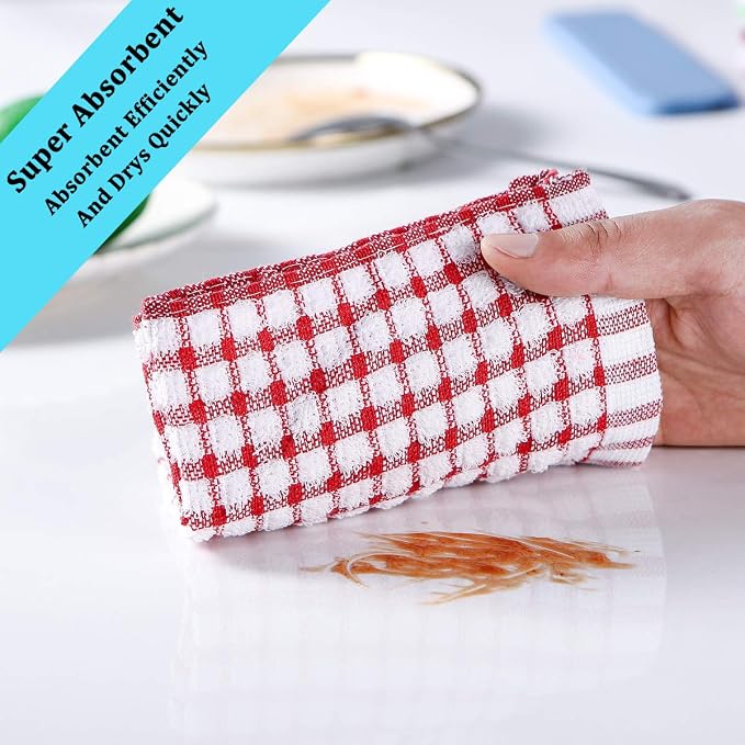 Kitchen Towels and Dishcloths Set, 16 x 25 12 12, Set of Bulk Cotton Dish - Image 4