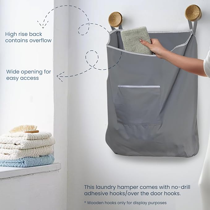 TFLC Over the Door Hanging Laundry hamper bag, 18x4.75x28" - Image 4