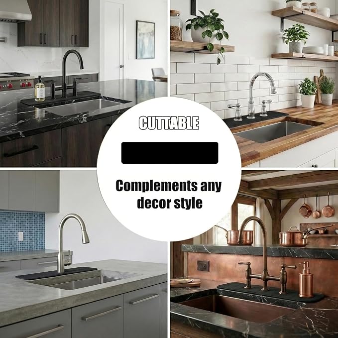 Customizable Kitchen Sink Faucet Mat: 24" Lx5.5 W Absorbent Splash Guard | - Image 3