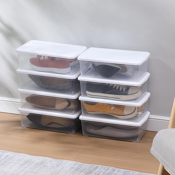 novelinks 8 Pack 6 Quart Clear Plastic Shoe Storage Bins - Image 7