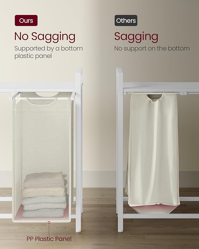 VASAGLE Laundry Hamper with Shelf, 4 Pull-Out Bags, 4 x 10.6 Gallons - Image 4