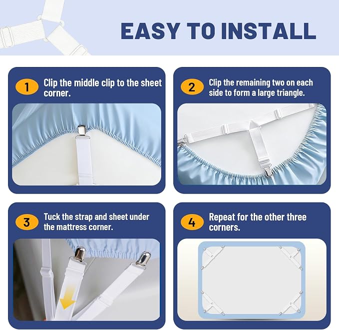 Adjustable Bed Sheet Straps, Elastic Fasteners - Image 4