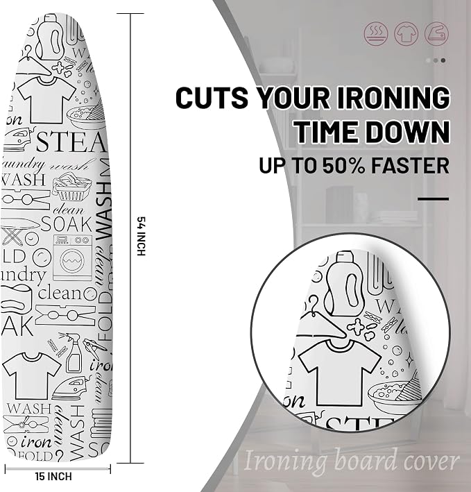 Extra Thick Ironing Board Cover and Pad, 15x54 Ironing Board Cover, Resist - Image 2