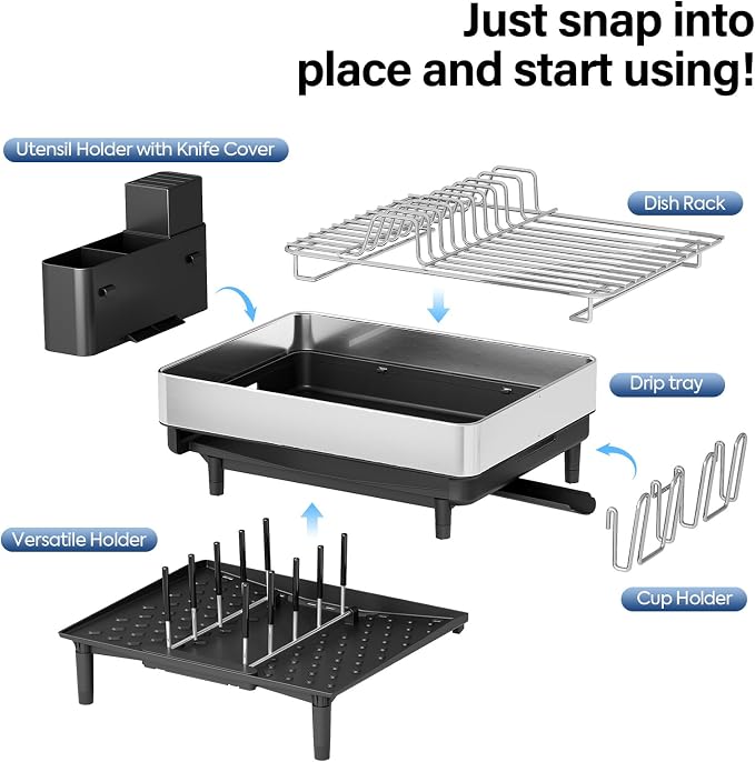Urackify Expandable Dish Drying Rack, Stainless Steel, Large Capacity | - Image 6