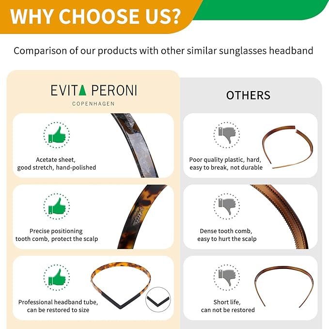 EVITA PERONI Hair Band for Eyewear, No Pressure, Non Slip Fashion Thin Headbands for Women - Dazzling Brown - Hairband for Women's Hair