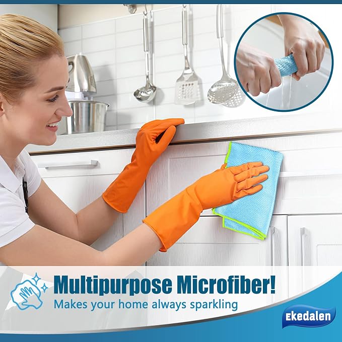 Ekedalen Microfiber Cleaning Cloth Lint Free Glass Polish, Light Blue - Image 7