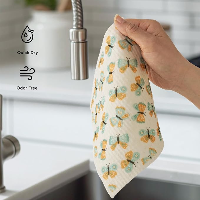 RECYCO Swedish Dishcloths for Kitchen | 5 Pack Gingham Flutter Washable Dish - Image 6