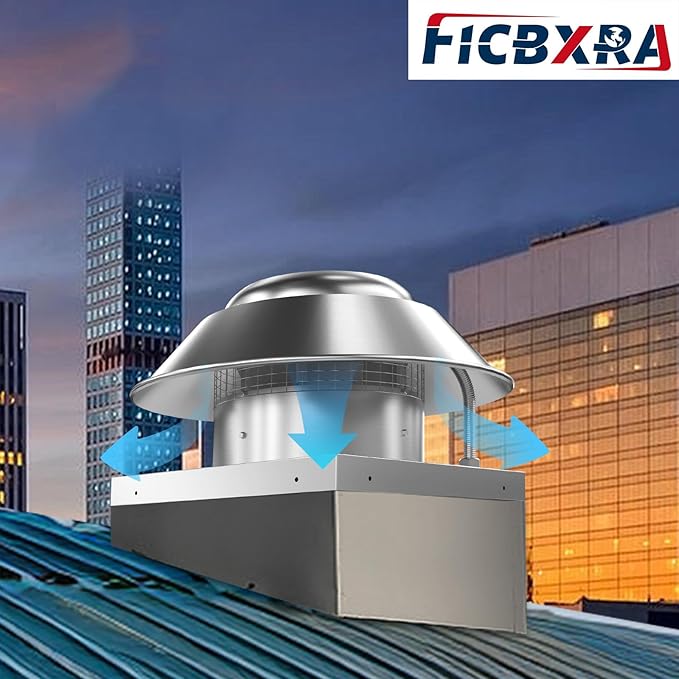 Roof Exhaust Fan Direct Drive Axial Downblast Exhaust Fan -21"" Fan Base, 1/6 HP 115 Volt Single Phase Motor 1160 CFM, 14 Inch, Aluminum