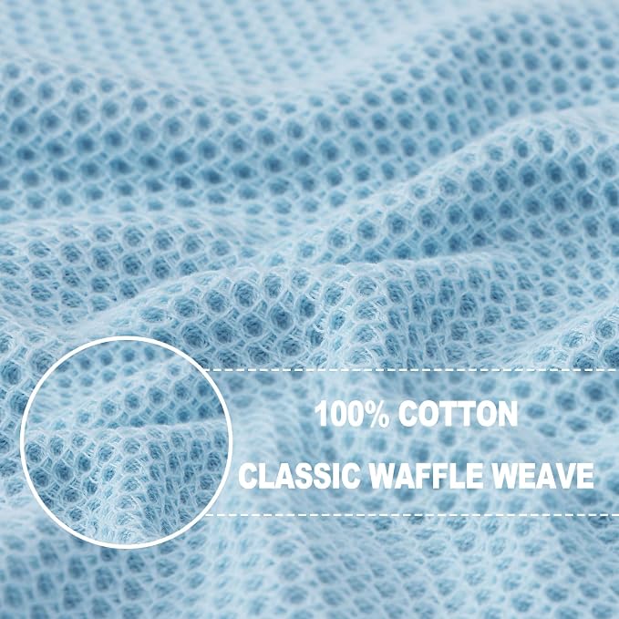 Homaxy 100% Cotton Waffle Weave Kitchen Dish Cloths 8-Pack, Sky Blue | 12 x 12 - Image 2