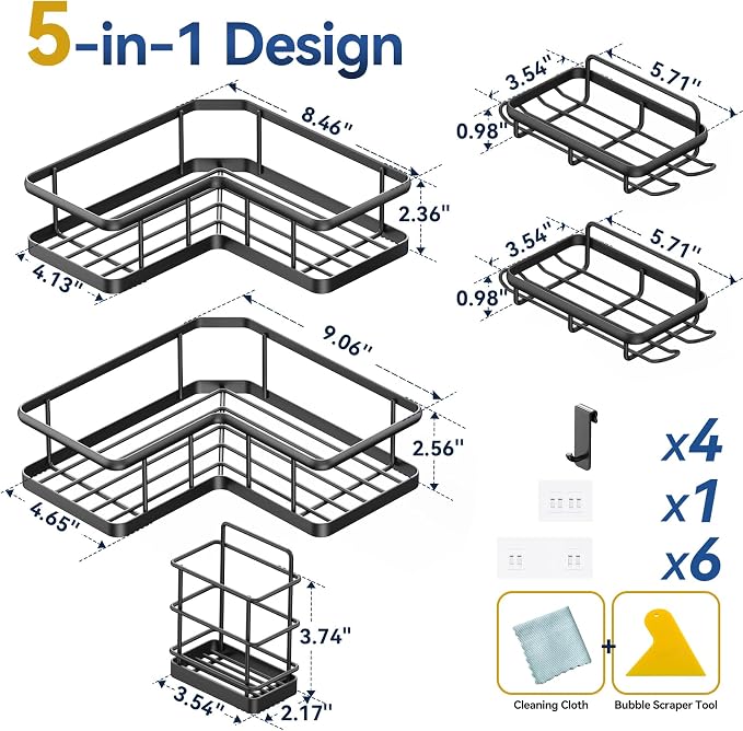 YASONIC Corner Shower Caddy Adhesive, 100% Rustproof Shower Organizer - Image 2