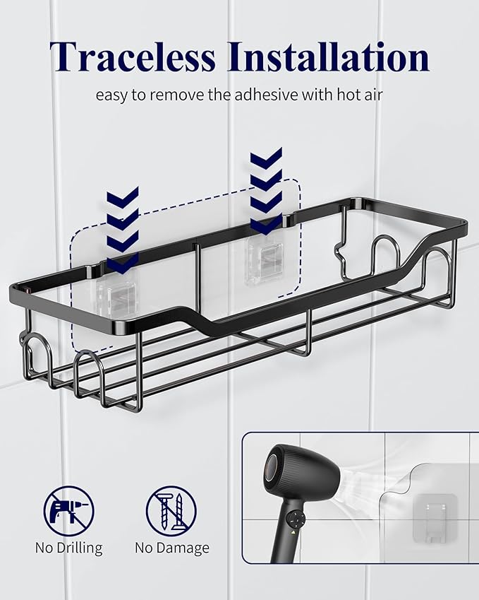 Kitsure Shower Caddy, Adhesive Shower Organizer - Image 5