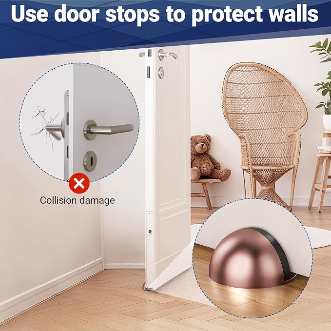 Self Adhesive Door Stoppers, Stainless Steel No Drill Rubber Floor Door Stop - Image 6