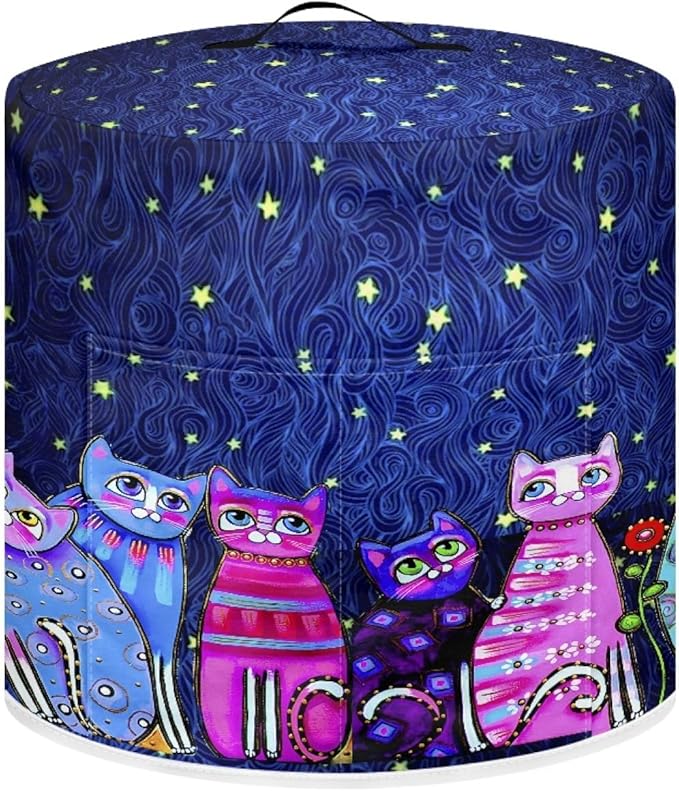 Xoenoiee Starry Night Cats Pattern Pressure Cooker Cover for 8 qt Instant Pot, Kitchen Appliance Dust Cover with Pockets for Rice Cooker Air Fryer Slow Cooker