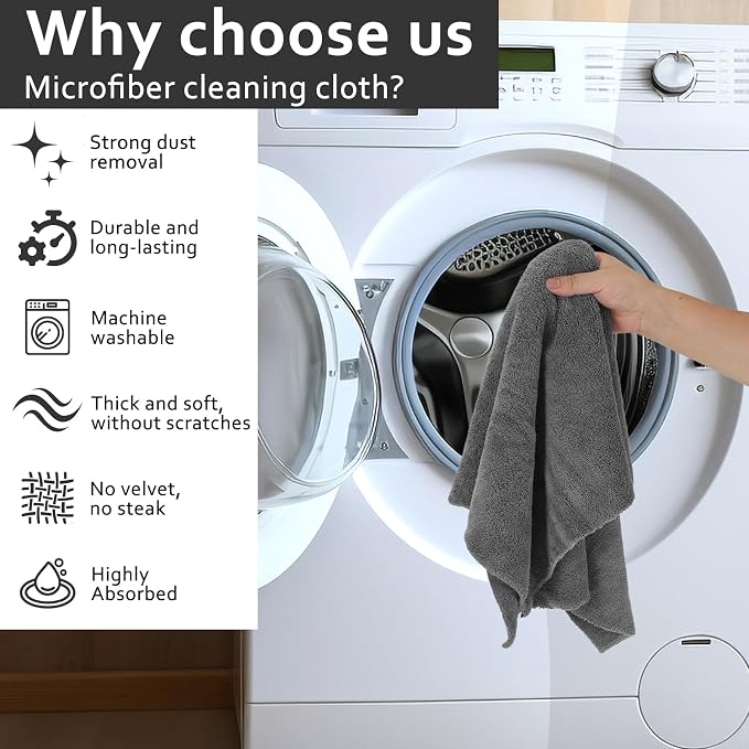 5 PCS Extra Large Microfiber Cleaning Cloth 30"x20", Washable Reusable Floor - Image 3