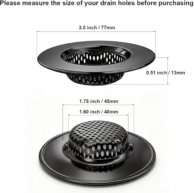 Seatery 1.75" Tub Drain Strainers, Bathtub Drain Hair Catchers, Stainless Steel - Image 2
