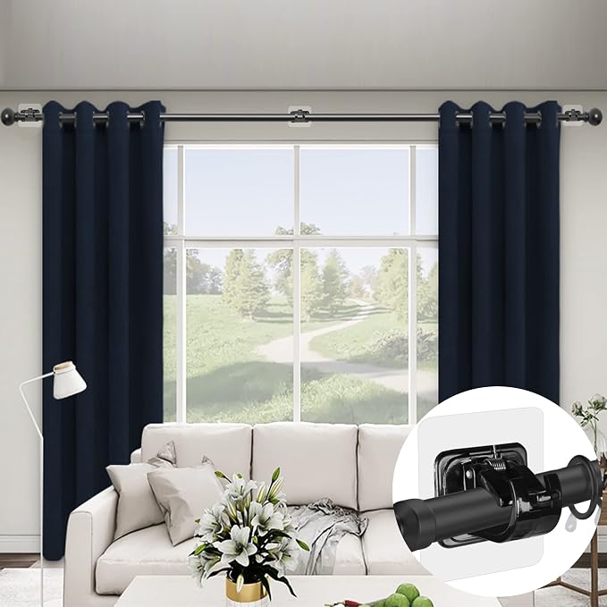 Codoule Self Adhesive No Drill Adjustable Curtain Rod Holder Hooks Brackets | - Image 2