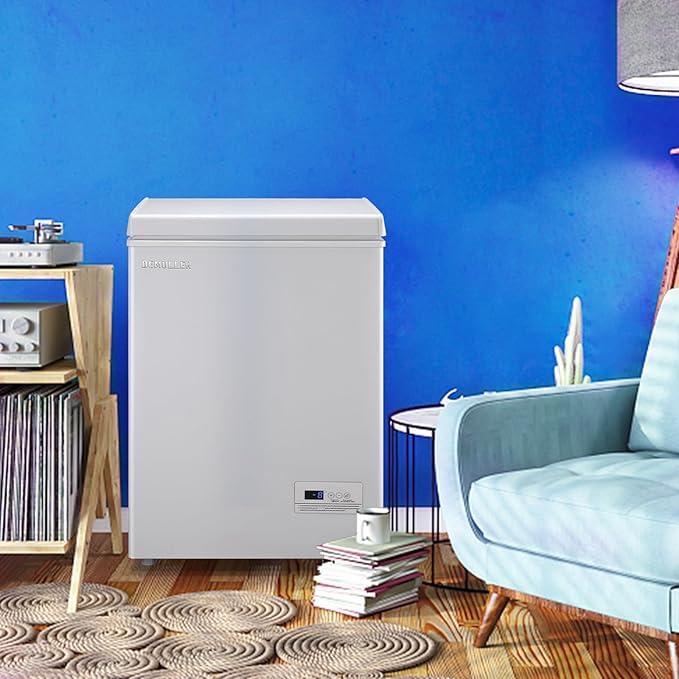 Mini Deep Freezer Top Open Door Compact Freezer Chest Freezer with Removable Storage Basket for Home Apartment Garage White