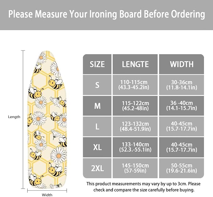 Cute Bees Pattern Ironing Board Cover Soft Ironing Board Cover, Non Stick - Image 6