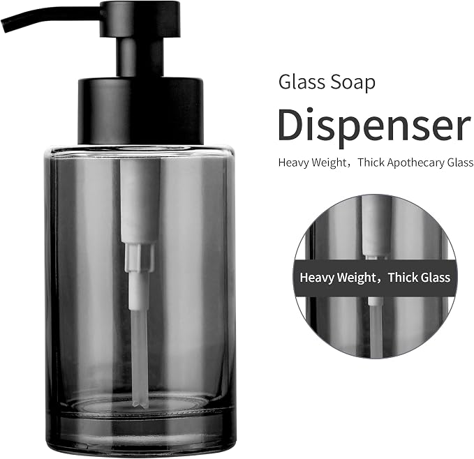 Enra Black Soap Dispenser, Glass Liquid Soap Pump - Image 2