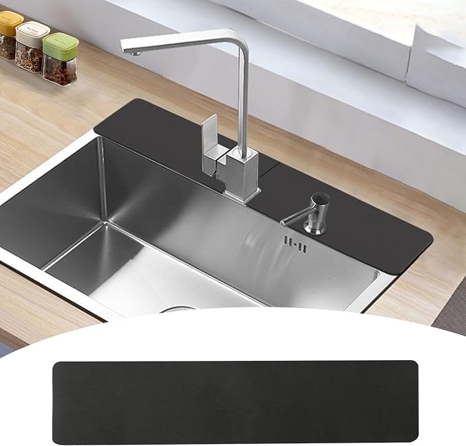 Customizable Kitchen Sink Faucet Mat: 30"Lx5.5"W Absorbent Splash Guard | by EazziSwitch