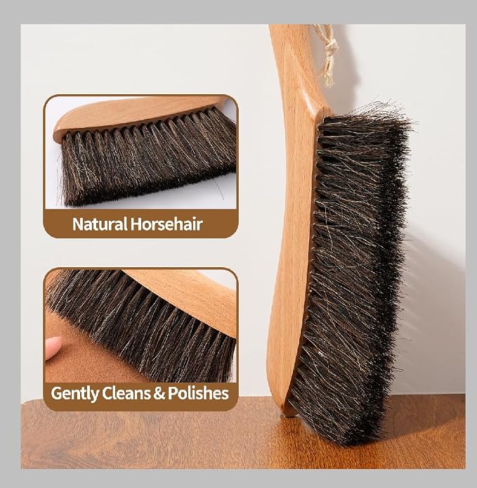 Natural Horsehair Bed Brush, Soft Bristle Dust Brush - Image 7