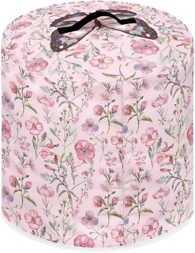 Pink Butterfly Kitchen Appliance Covers Flower Rice Cooker Air Fryer Dust-Proof Cover for Instant Pot Accessories 6 Qt Convenient Portable Blender Cover Dust Cover for Air Fryer