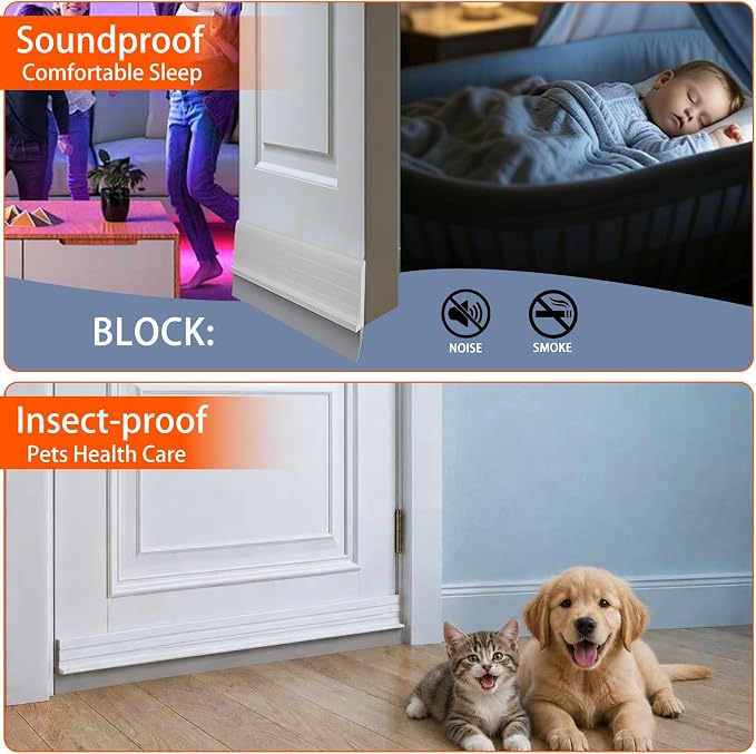 2Pc Total 72" Hard Door Draft Stopper, Door Sweep - Image 6