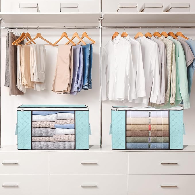 90L Large Storage Bags, 8 Pack Clothes Storage Bins Closet Organizers | - Image 7