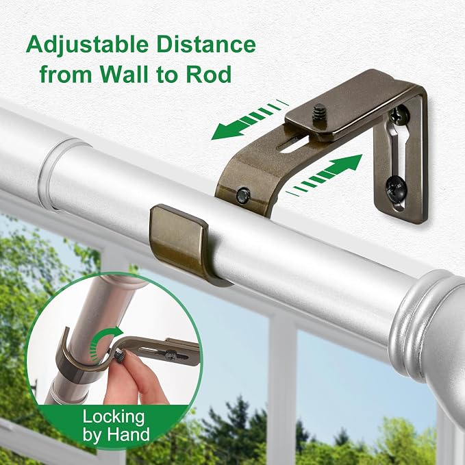 LLPJS Curtain Rod Bracket Adjustable, Drapery Rod Holder Hooks Support Hangers - Image 4
