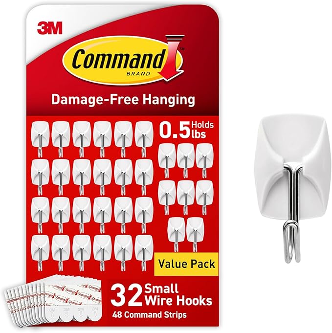 Command Small Wire Toggle Hooks, and 48 Strips, Damage Free Hanging Wall Hooks by Unknown