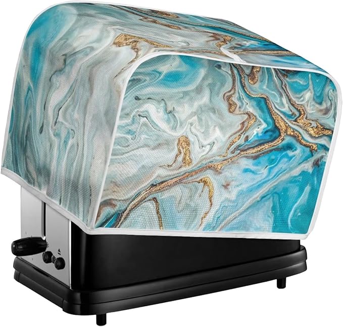 Teal Marble Toaster Dust Cover with Top Hook 2 Slice Kitchen Small Appliance Bread Toaster Oven Dustproof Cover Bakeware Protector