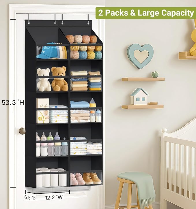 AOODA 2 Pack Over the Door Organizer, Large Capacity Closet Door Hanging - Image 2