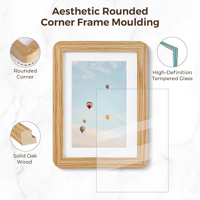 24x36 Poster Frame for Wall, 24 by 36 Picture Frame - Solid Oak Wood & Tempered Glass, Rustic 24 x 36 Wood Frame for Home Decor, 23x36 Picture Frame with Mat for 20x30, Natural Oak Color, 1 Pack