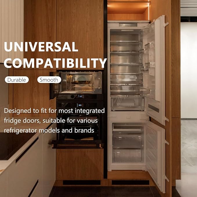 8Pcs Universal Integrated Fridge Freezer Door Slider with Screws, Fridge Door Mounting Installation Fixing Kit with Barckets and Clips