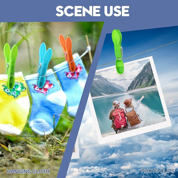 24Pack Colorful Plastic Clothespins Heavy Duty Laundry Clothes Pins Outdoor | - Image 4
