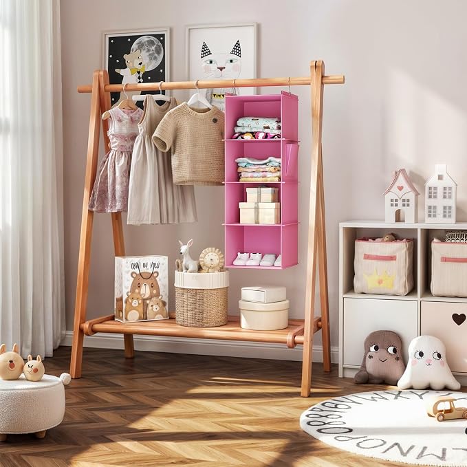 YOUDENOVA Hanging Closet Organizer and Storage, Light Pink | Locker/RV/Camper - Image 2
