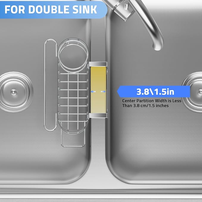 Cisily Kitchen Sink Caddy Sponge Holder in The Sink, Stainless Steel Kitchen - Image 3